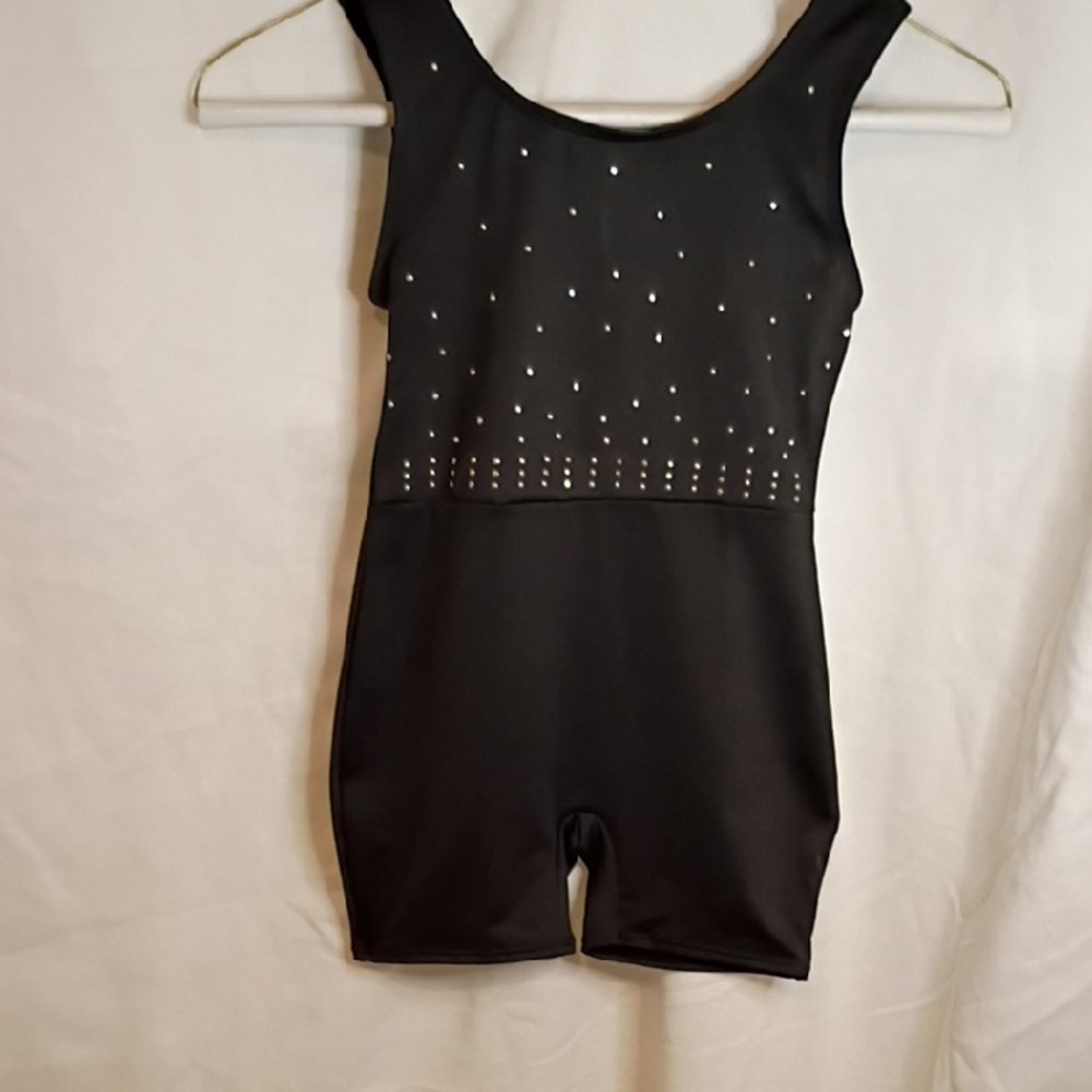 Cat & Jack Black Gymnastics Bodysuit with Glitter Details Size S(6,/7)